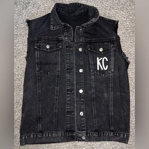 Kansas City Chiefs Black Sleeveless Jean Jacket